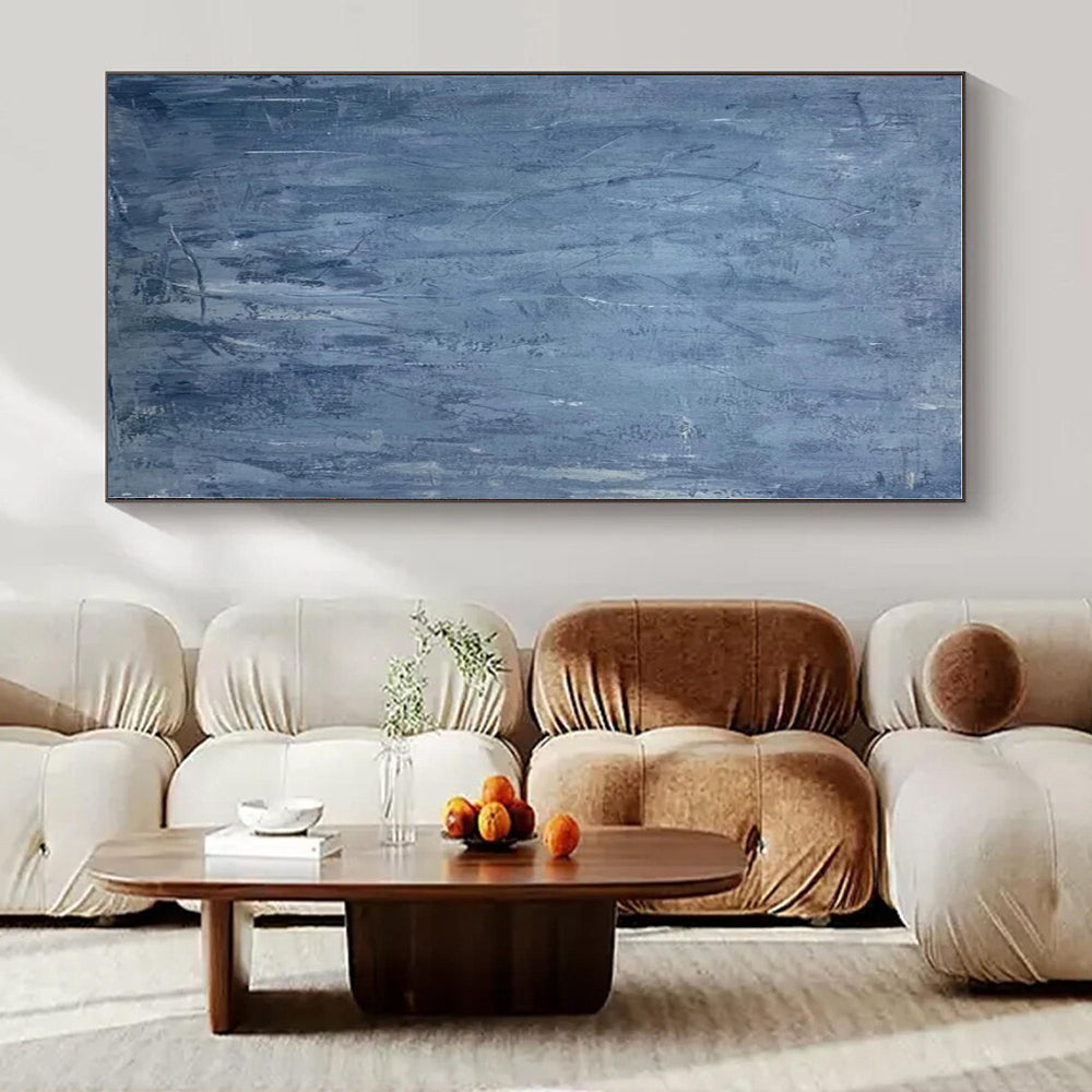 Muted Blue Textural Forest - Abstract Landscape Oil On Canvas CT1323
