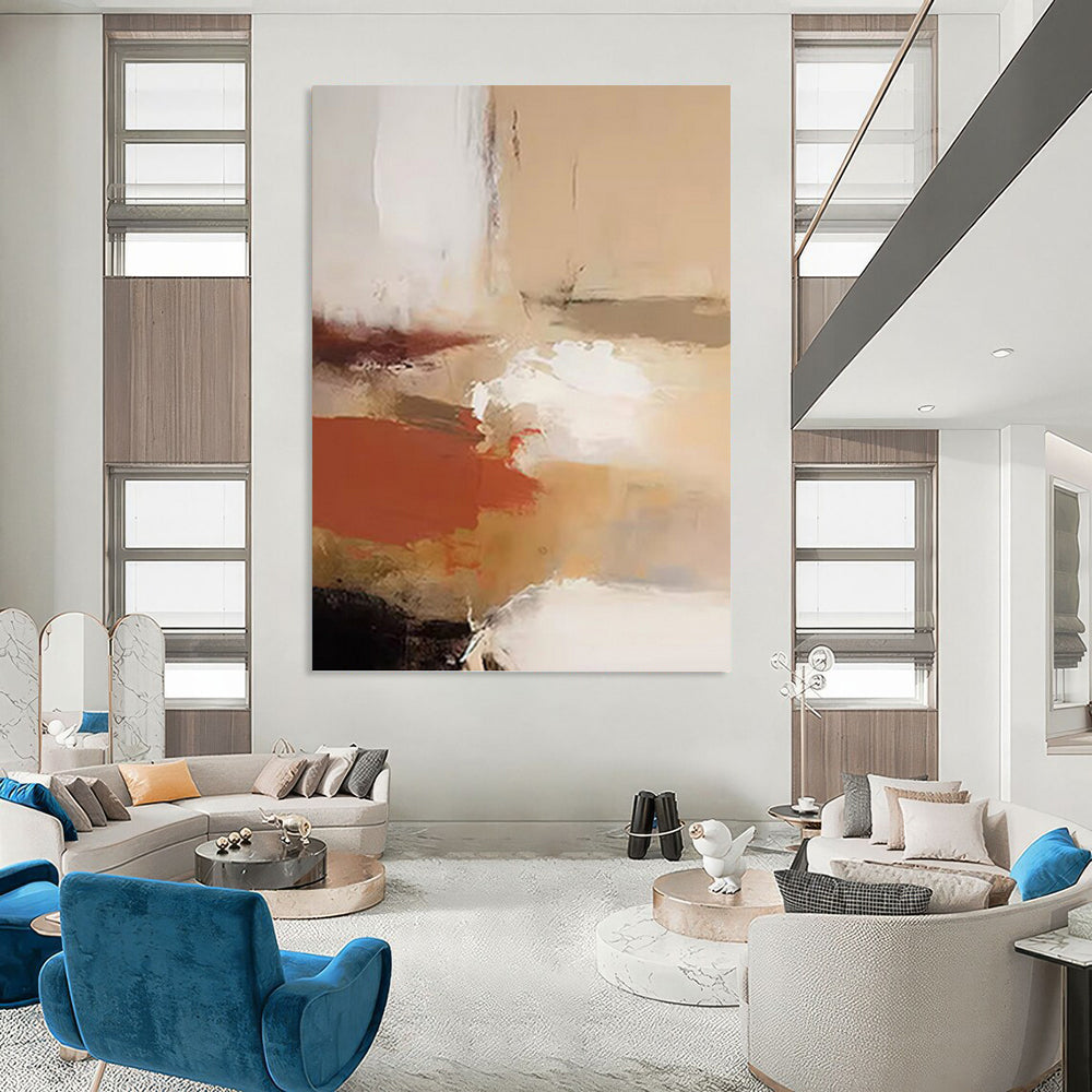 Earth & White Abstract - Abstract Expressionist Painting On Canvas DKH1245