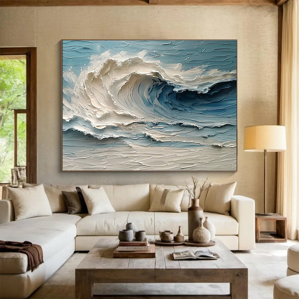 “Textured Ocean Wave” - Impasto Seascape Painting On Canvas DKH816