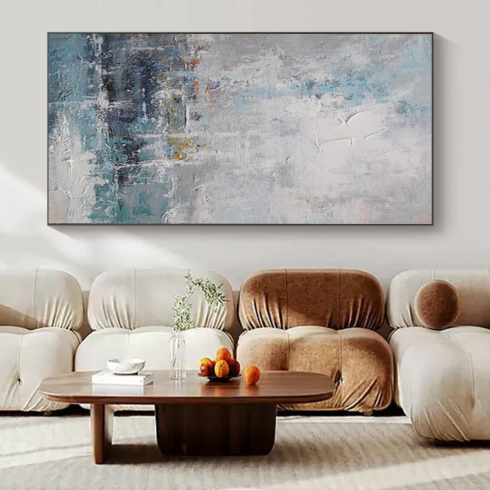 “Textured Blue - Gray Coastal Impression” – Impasto Seascape Painting CT1108