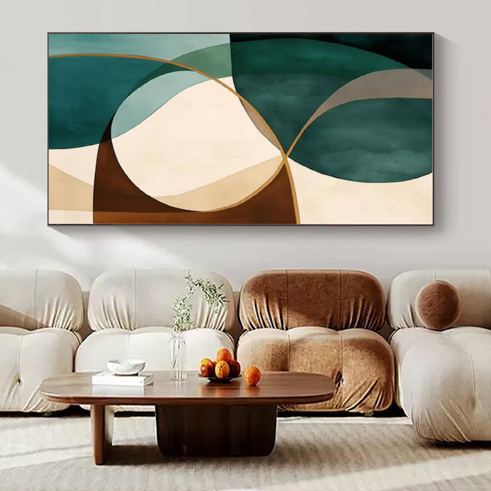 Teal & Brown Intertwined Shapes - Abstract Geometric Acrylic CT1264