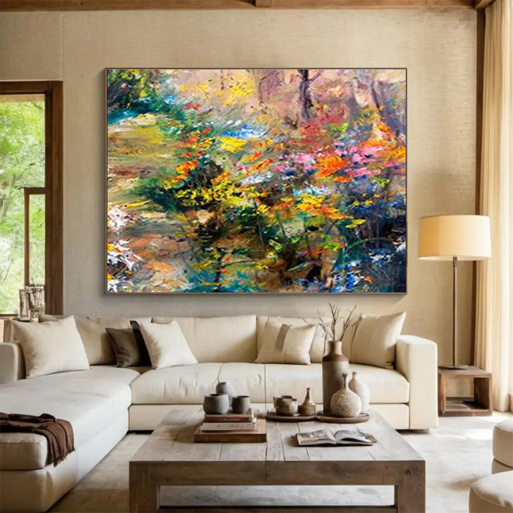 “Colorful Floral Garden” Impressionist Oil Painting On Canvas DKH364