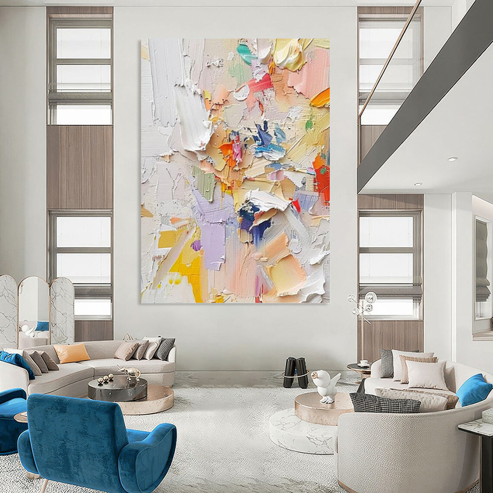 “Colorful Impasto Collage” - Multicolor Textured Painting On Canvas DKH0971