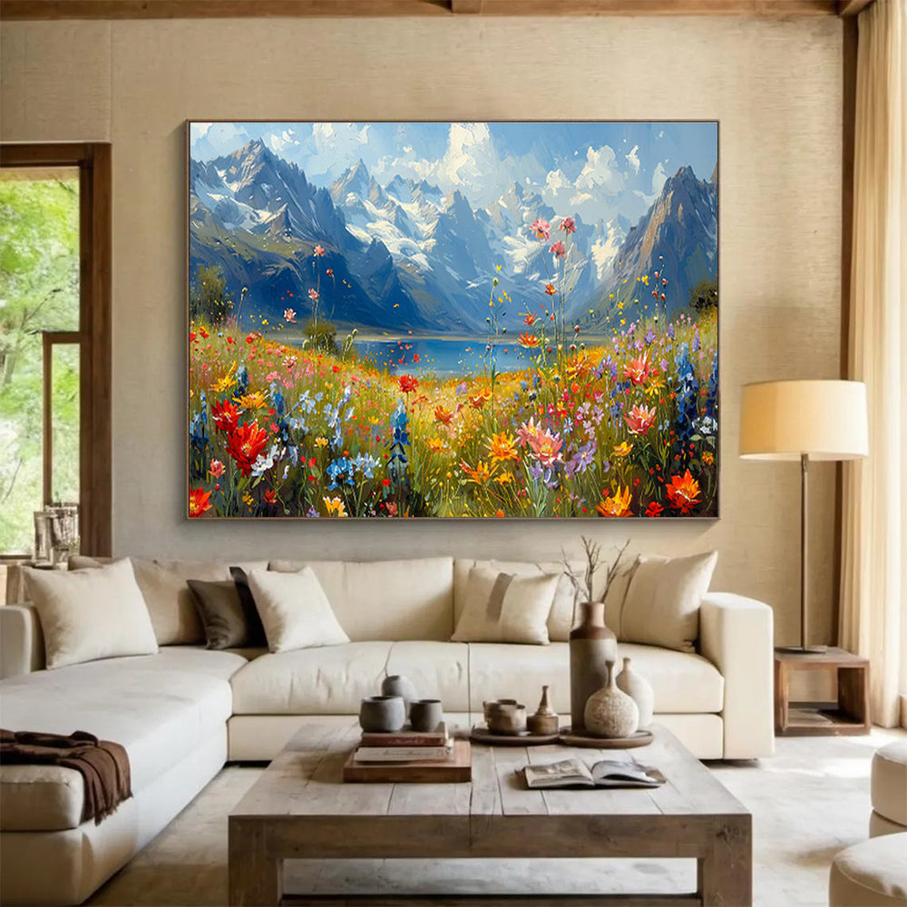 “Mountain Meadow”:Vibrant Impasto Nature Painting On Canvas DKH256