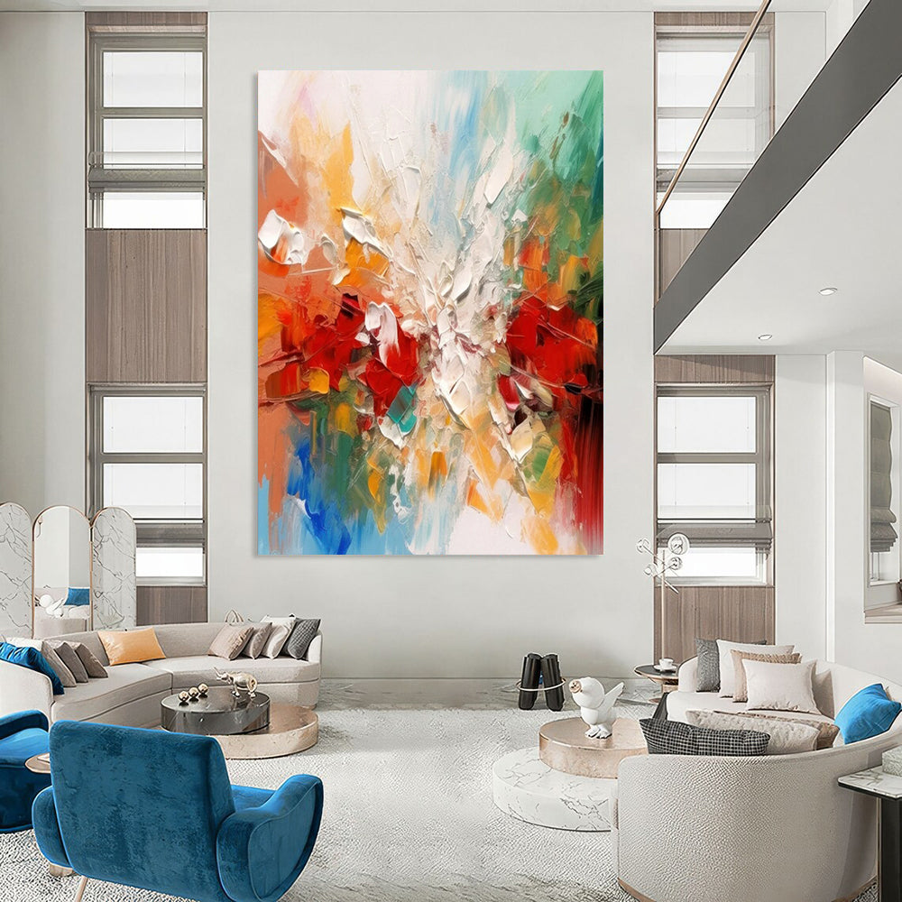 “Colorful Abstract Burst” - Impressionist Abstract Painting On Canvas DTP079