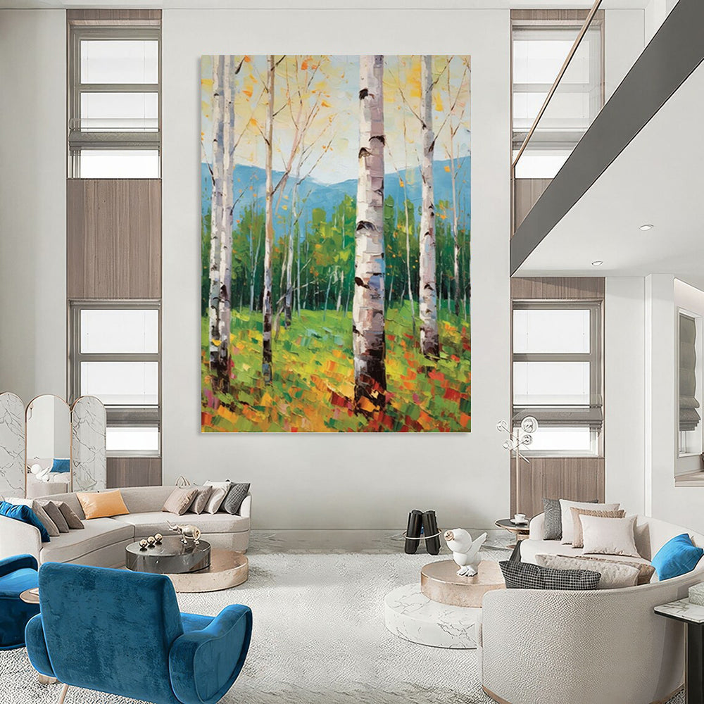 “Aspen Grove in Autumn” - Impressionistic Landscape Painting On Canvas DKH1059