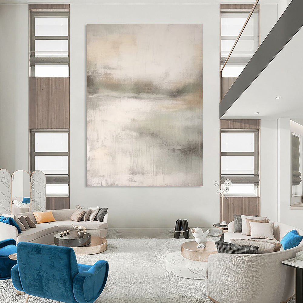 “Soft Gray Abstract Vista” - Subtle Landscape - Inspired Painting On Canvas DKH1668