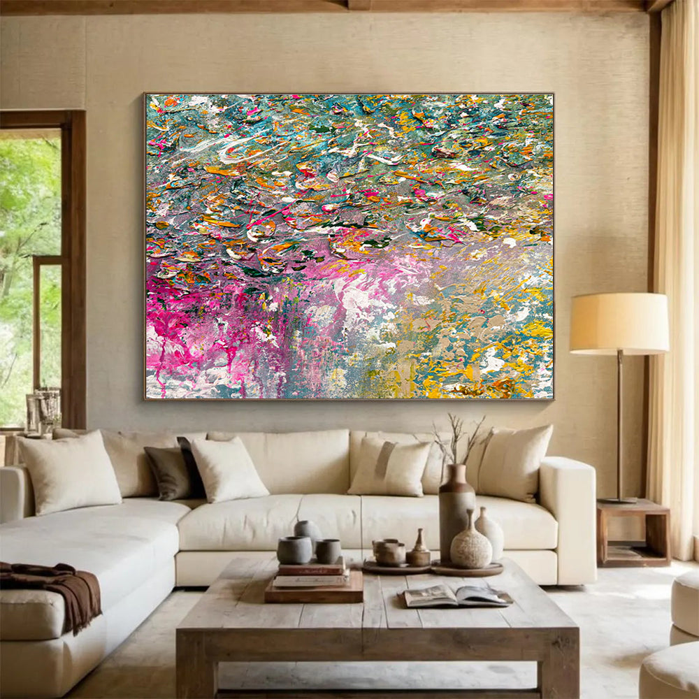 Colorful Textured Chaos - Multicolored Abstract Painting On Canvas DKH920