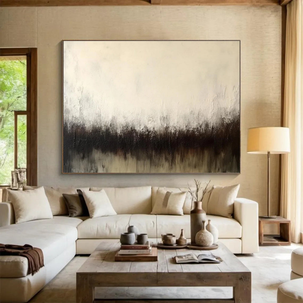 “Dark Brown & Gray Misty Forest” Abstract Landscape Painting On Canvas DKH333