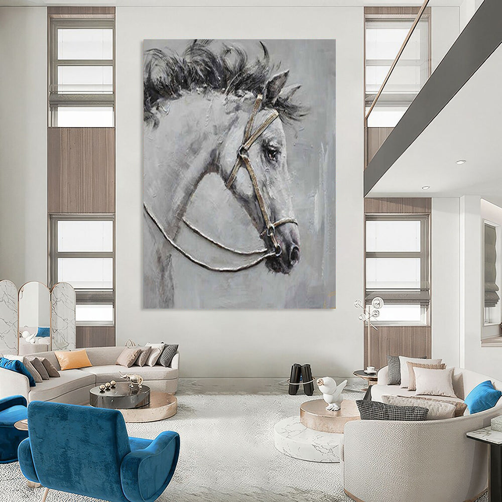 “Textured Horse Portrait” – Impasto Oil Painting On Canvas CT2179