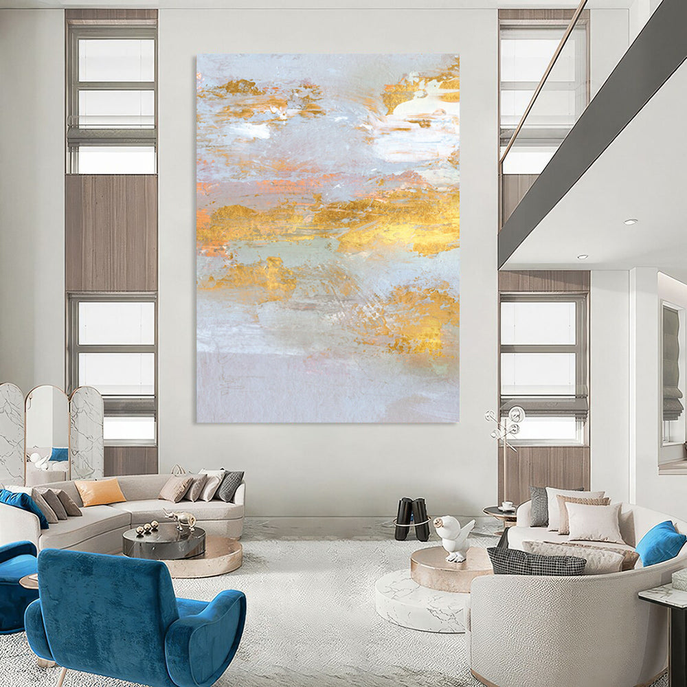 “Gold - Accented Abstract” - Abstract Expressionist Painting On Canvas DTP159
