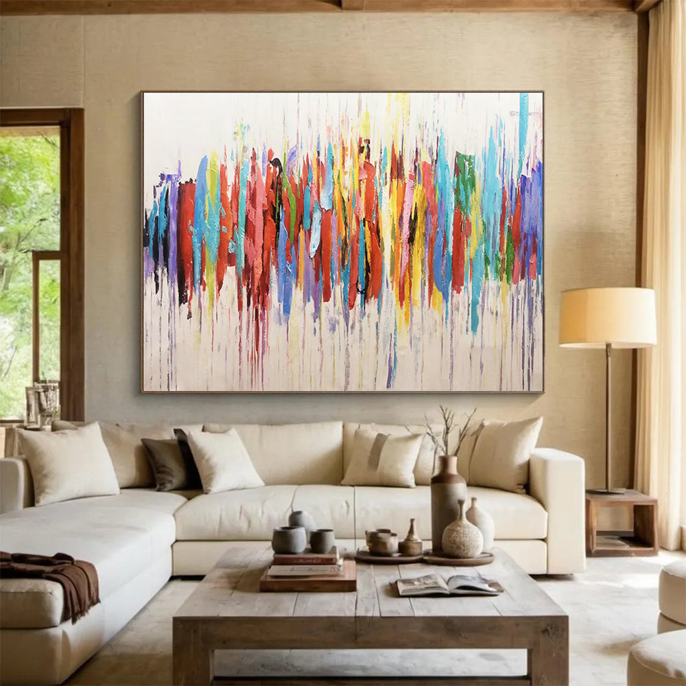 Colorful Dripping Strokes - Abstract Expressionist Painting On Canvas DLZ211