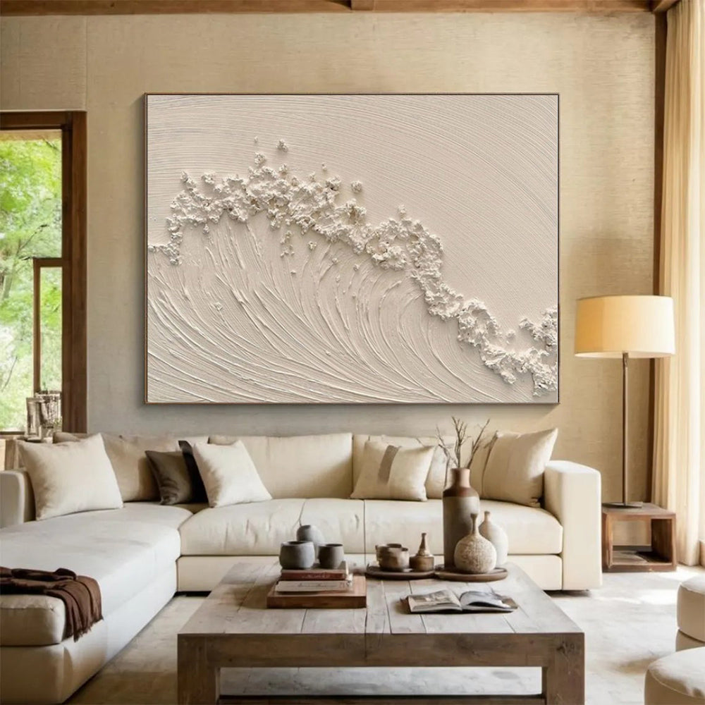 “Textured White Wavelet”,Abstract Impasto Style CT0681