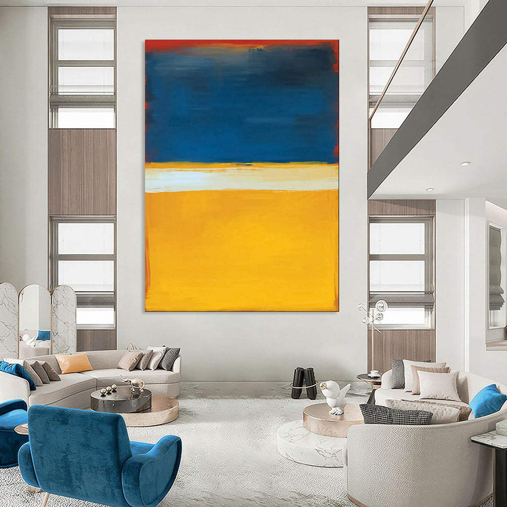 “Red - Blue - Gold Color Blocks” - Modernist Color Field Art CT1945