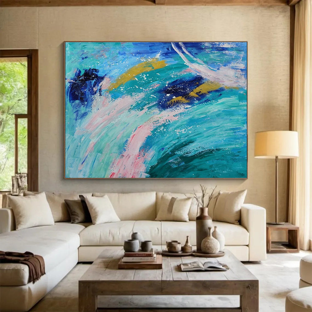 Colorful Ocean Waves Abstract Painting On Canvas DKH654