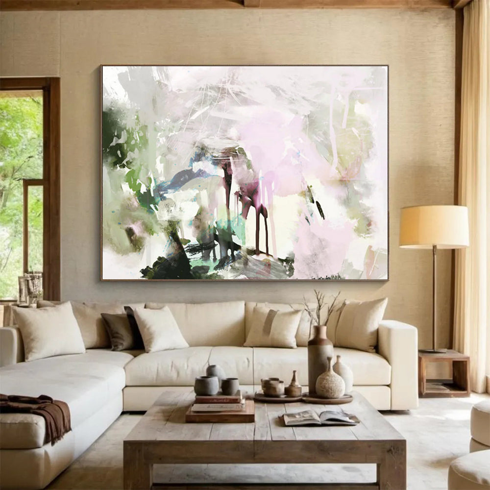 “Pastel Abstract Fusion” Soft - Hued Abstract Painting On Canvas DLZ111
