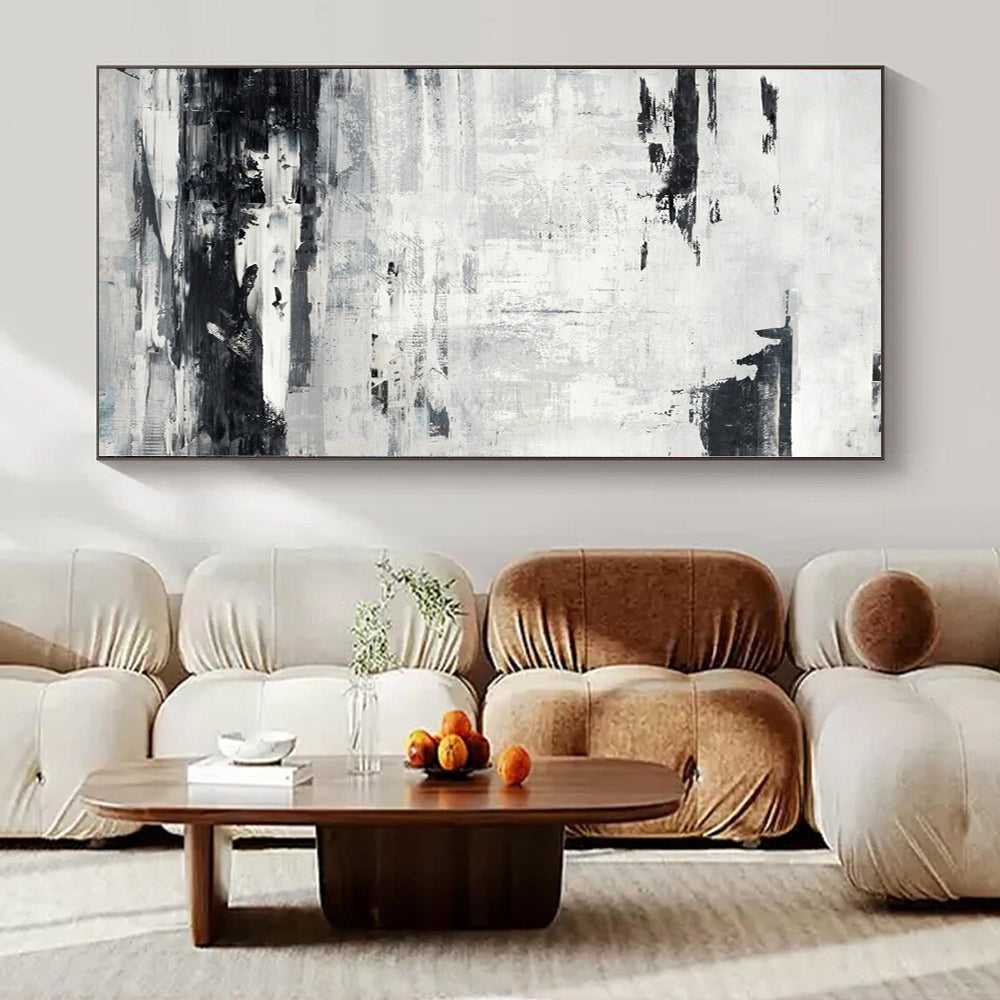 “Black - White Textured Abstraction” – Abstract Expressionist Painting CT1168