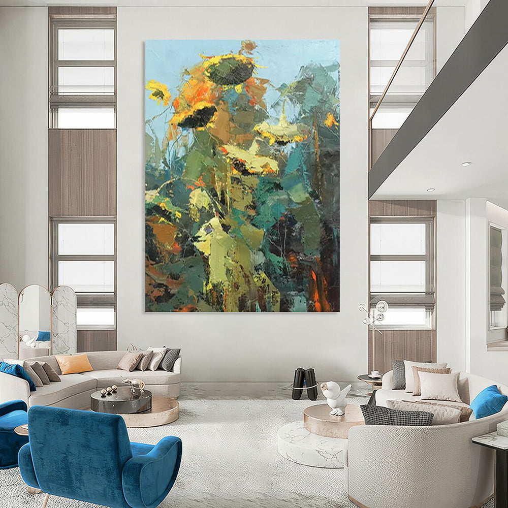“Impressionistic Sunflowers” - Colorful Impasto Floral Painting DKH1045