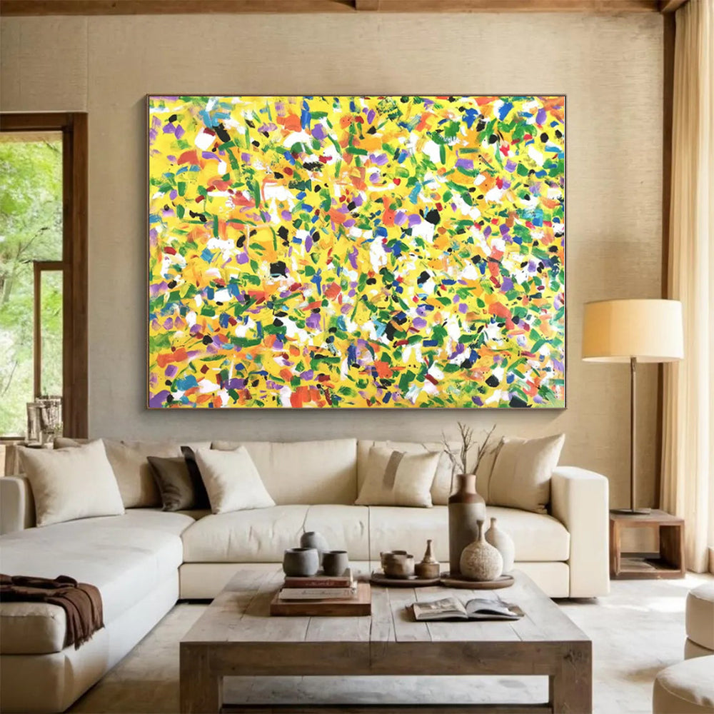 “Yellow Confetti” ,Abstract Expressionist Acrylic Painting CT0901