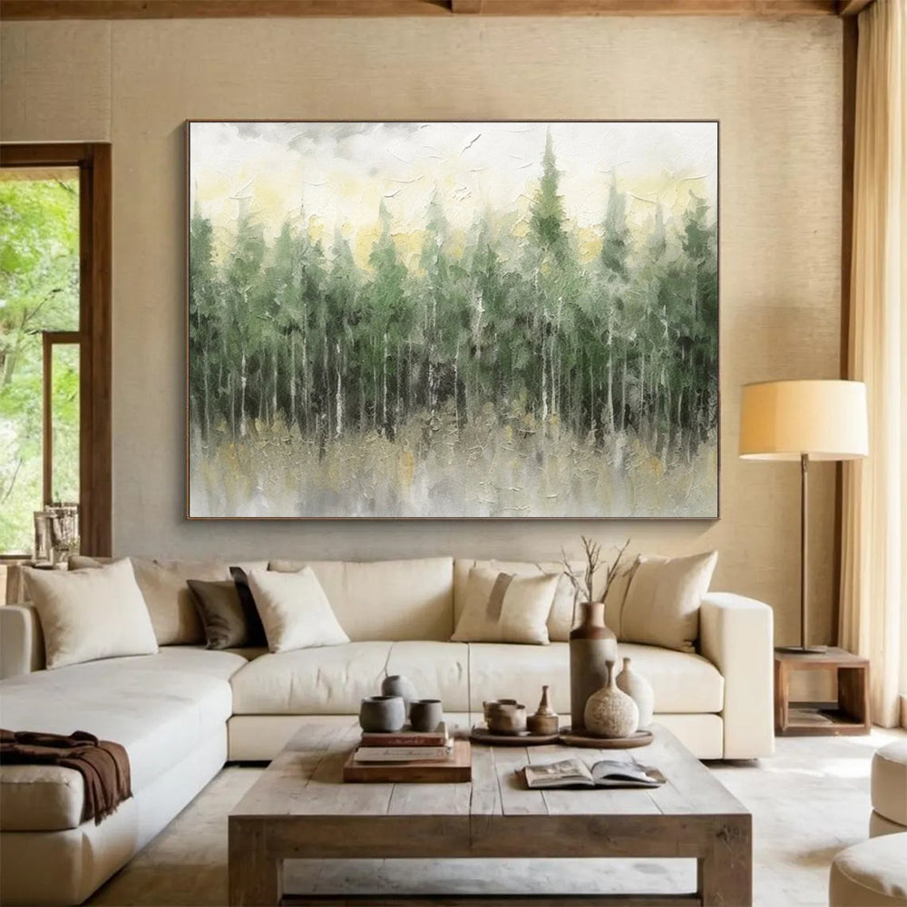 “Misty Green Forest” Landscape Painting On Canvas DLZ065