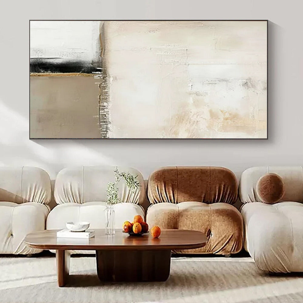 Soft Beige & Black Textured Layers - "Faded Edges" - Abstract Textured Painting CT1476