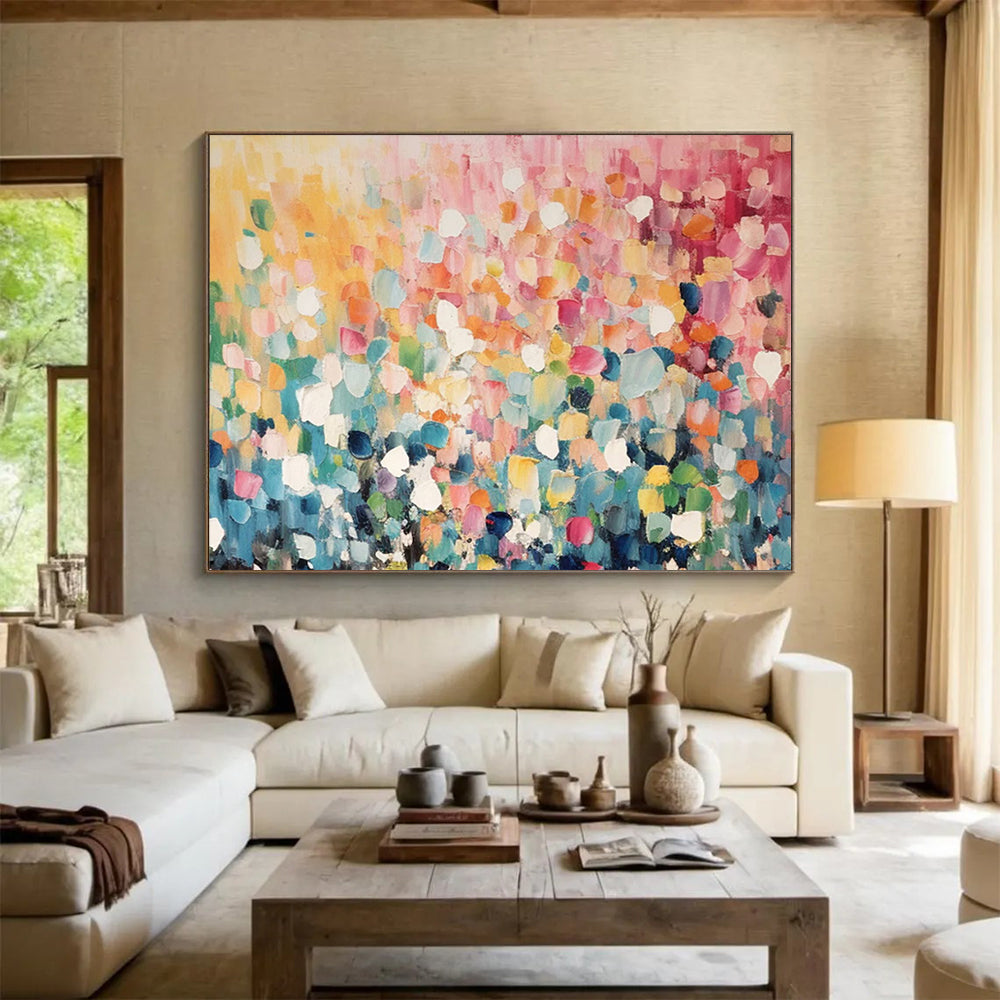 “Colorful Dot Abstraction” Pointillism - inspired Painting On Canvas DLZ161