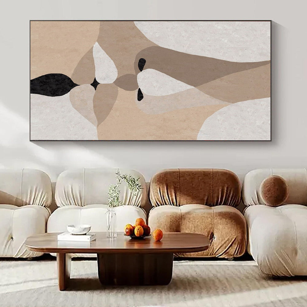 “Beige - Brown - Black Abstract Faces” – Geometric Portrait Art CT1157
