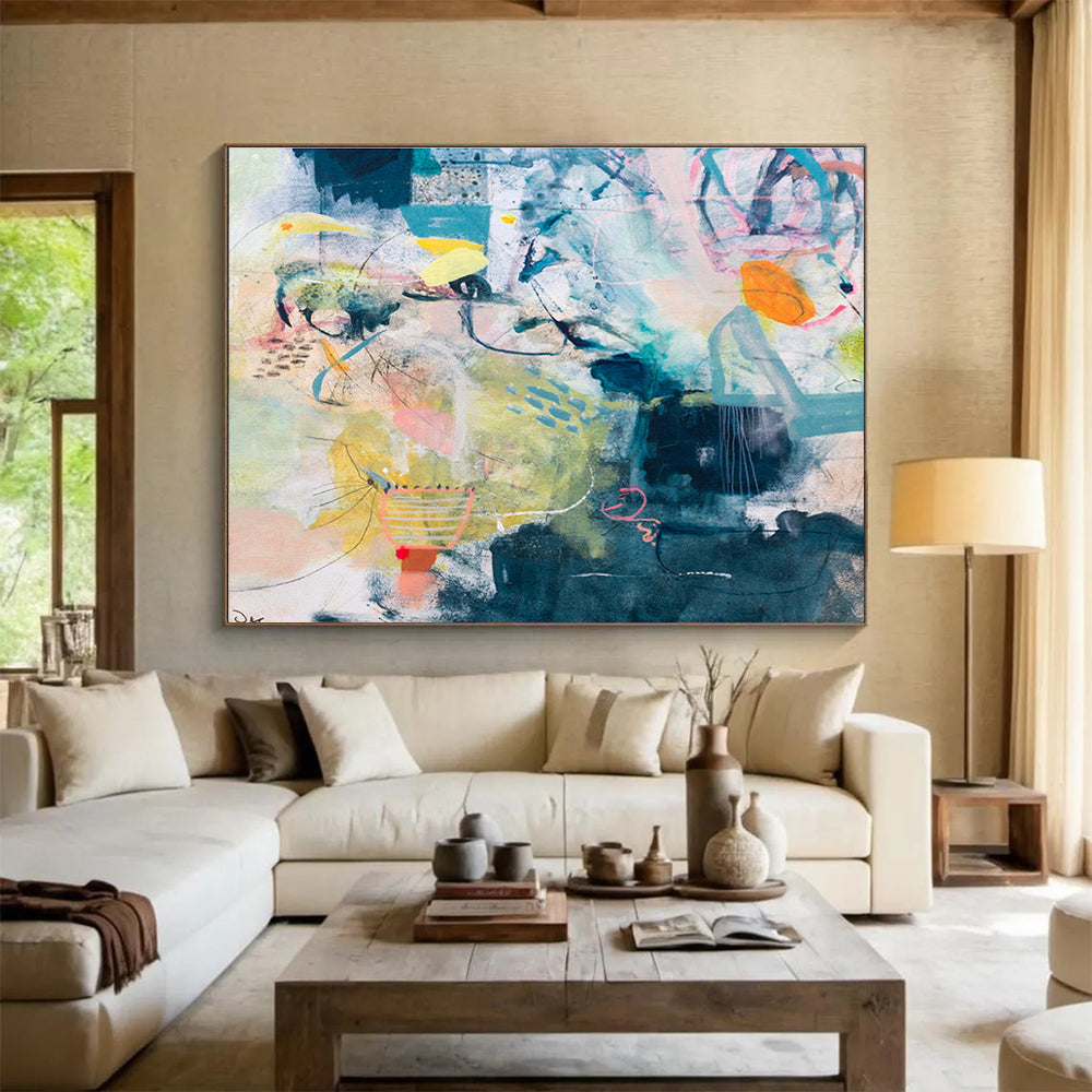 Colorful Abstract with Organic Shapes “Nature's Abstract Symphony” Painting On Canvas DKH076