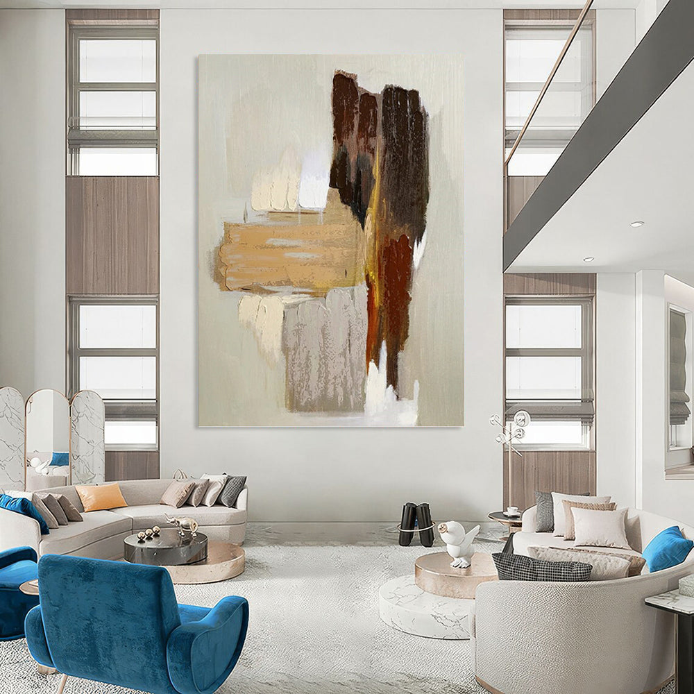 “Neutral Color Block Abstraction” - Minimalist Abstract Painting On Canvas DKH1067