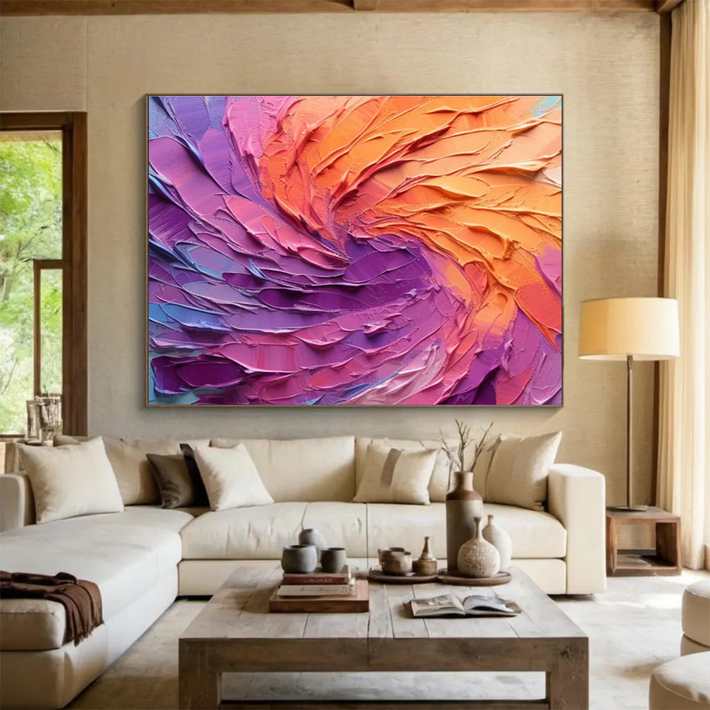 “Color - Swirled Abstract Feathers” - Dynamic Abstract Painting On Canvas DKH820