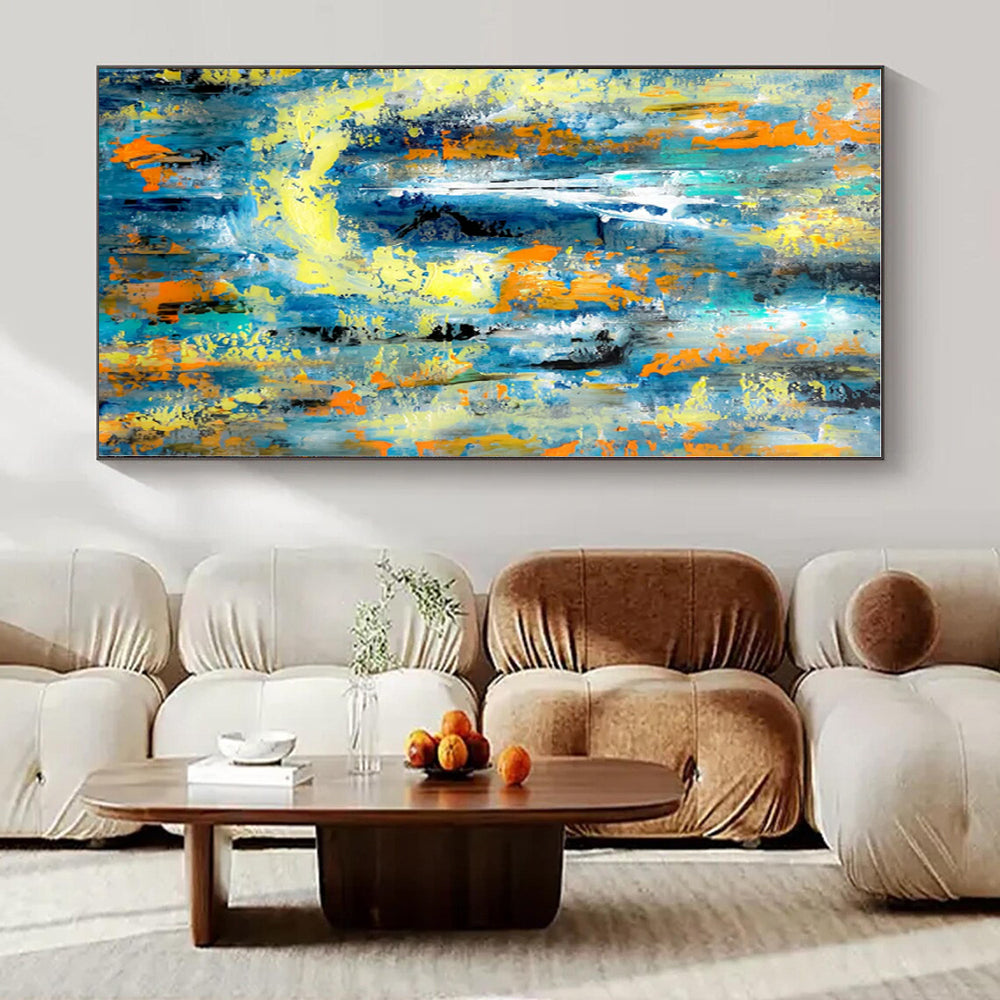 Blue, Yellow, and Orange Energy - Abstract Action Painting CT1232