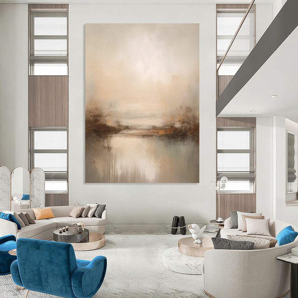 Misty River Landscape - Abstract Landscape Painting On Canvas DKH1252
