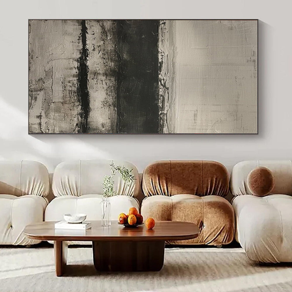 Black - and - White Textured Layers - Abstract Textured Acrylic Painting CT1369