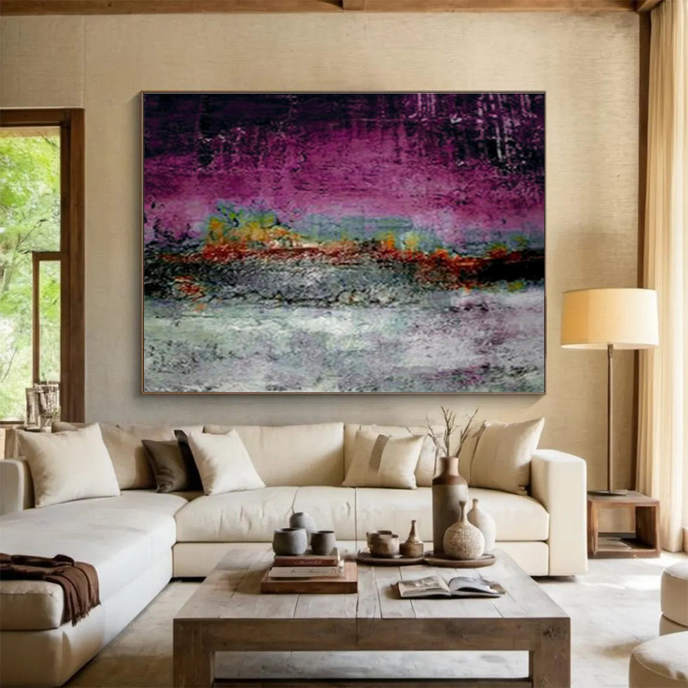 “Purple - Hued Textured Abstract” Abstract Impasto Painting On Canvas DKH391