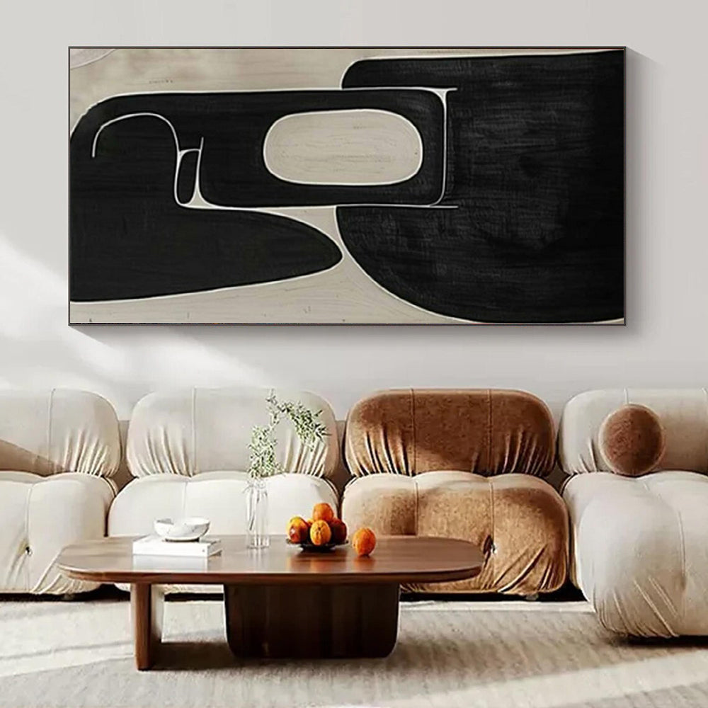 “Intricate Black - White Geometric Forms” – Abstract Geometric Painting CT1107