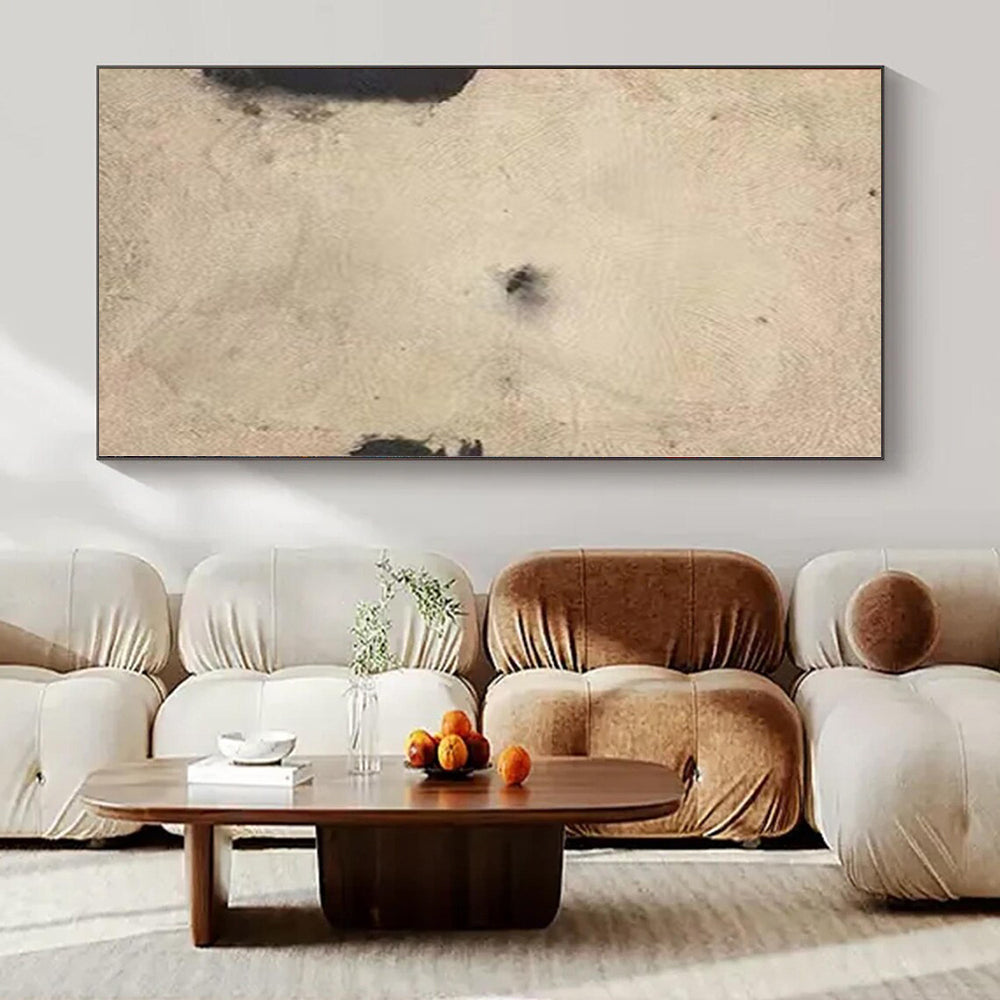 “Minimalist Beige - Black Dot” – Minimalist Abstract Art CT1165