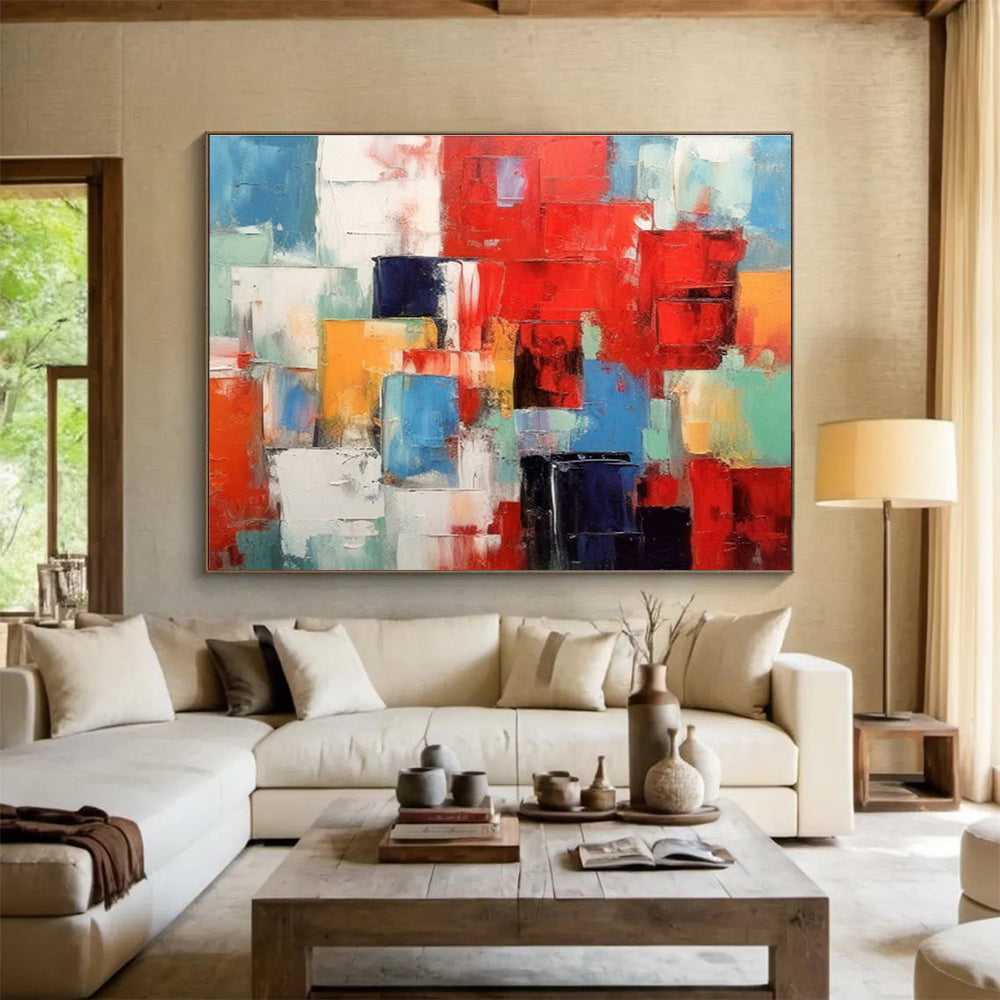 Colorful Cubist Abstract Painting On Canvas DKH277