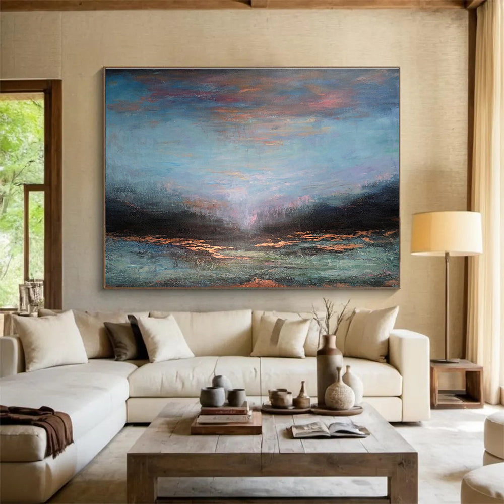 “Colorful Sky Over Glowing River” - Enchanting Landscape Painting On Canvas DKH780