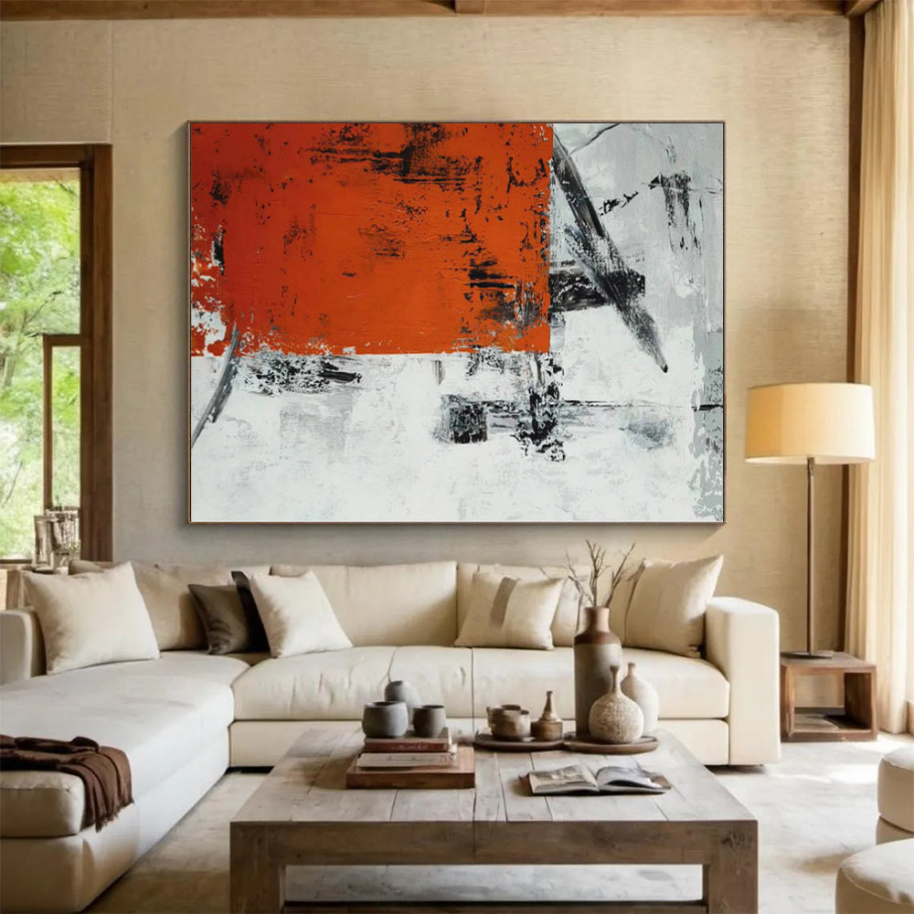 “Rustic Orange - Black Abstract” Abstract Acrylic Art CT0332