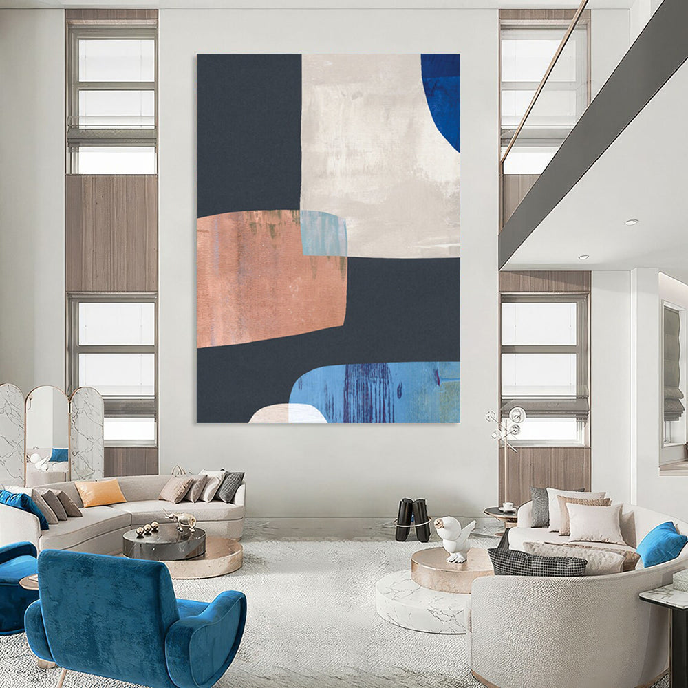 “Geometric Color Block Abstract” - Minimalist Geometric Abstract Painting On Canvas DTP200