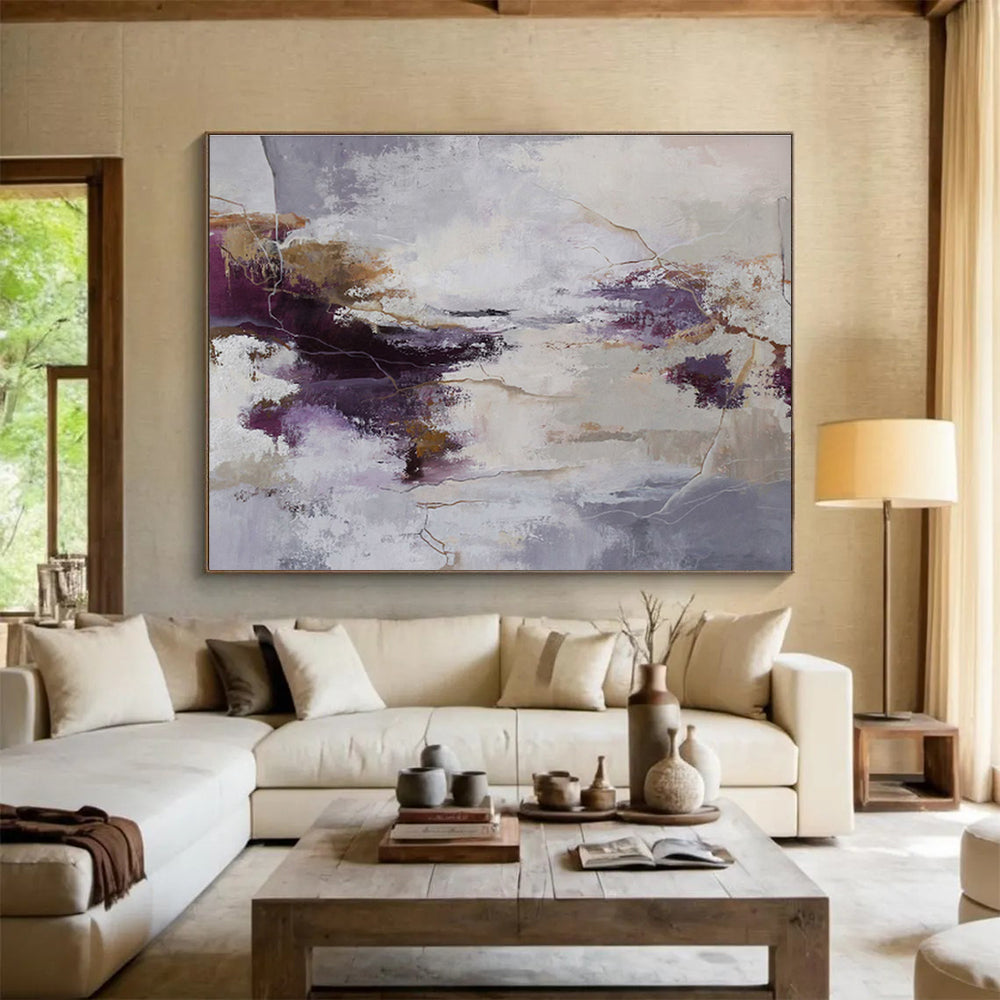 “Purple - Gold Abstract Mystique” Abstract Acrylic Painting On Canvas DKH516