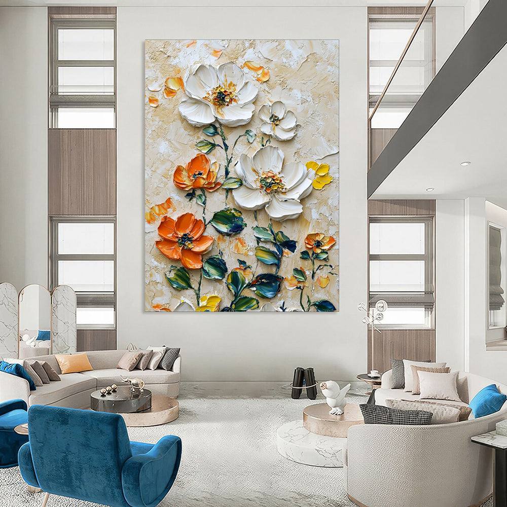 “3D Floral Burst” – Impasto Flower Oil Art CT2068