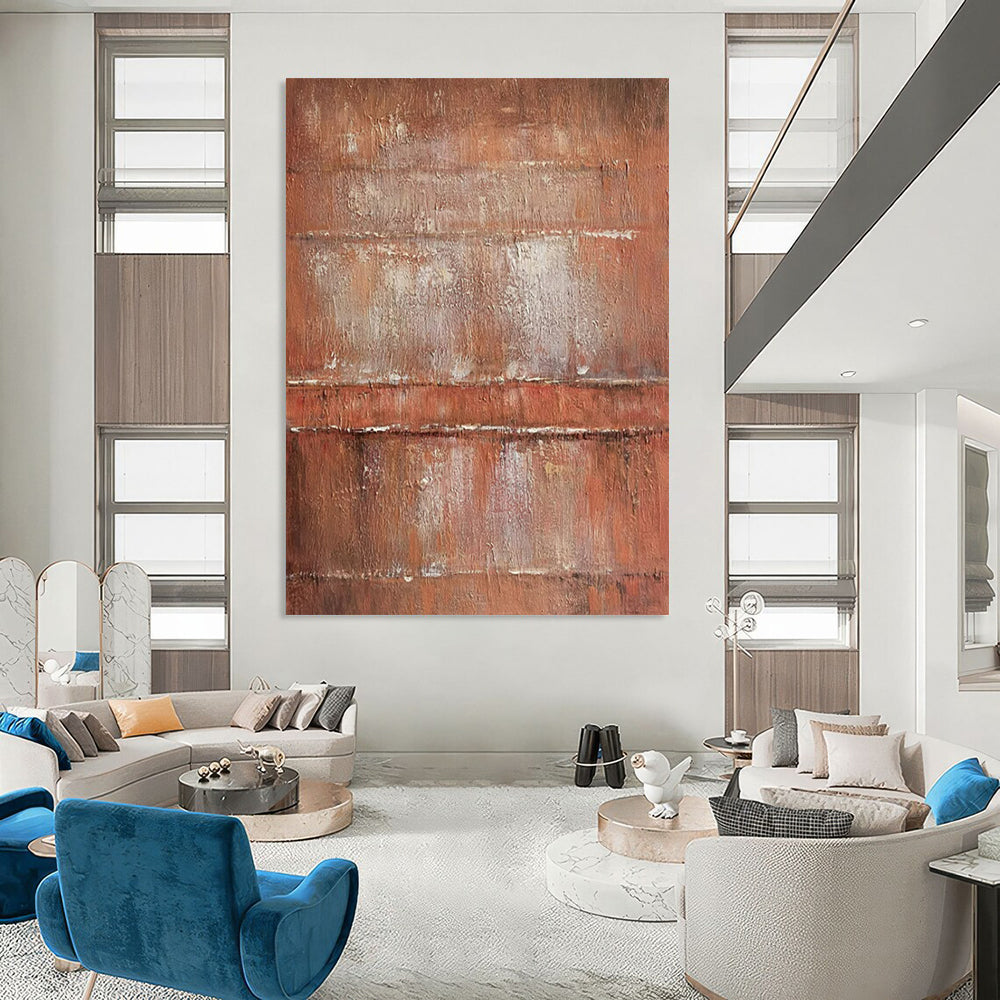 Rusty Brown & White Textured Layers - Abstract Painting On Canvas CT2303