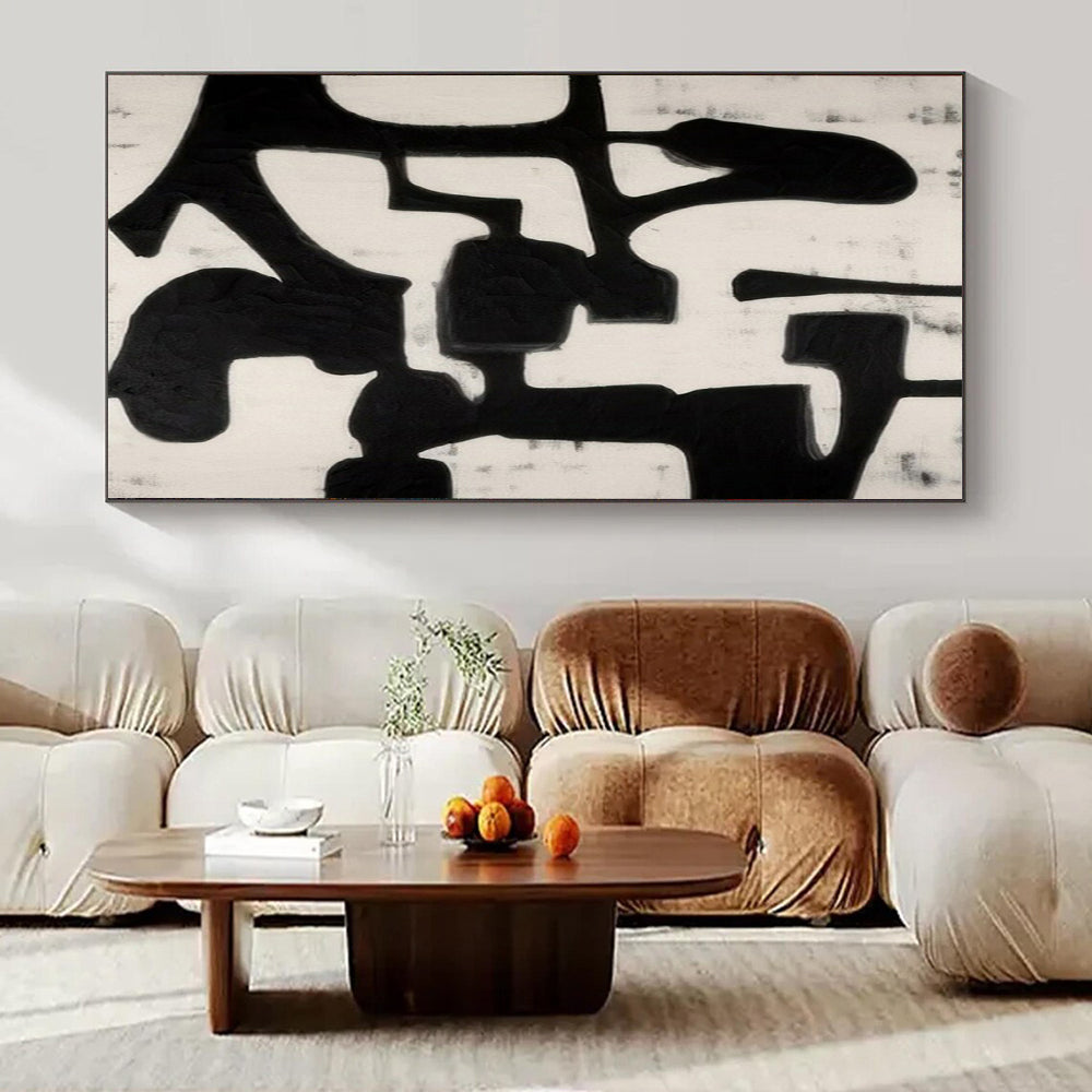 “Black - White Textured Forms” – Minimalist Abstract Art CT1036