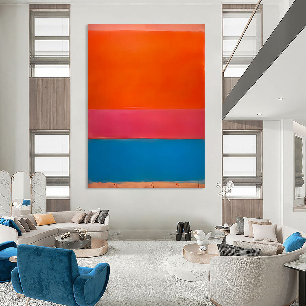 “Color Block Trio in Orange, Pink & Blue” - Classic Color Field Painting On Canvas DKH1604