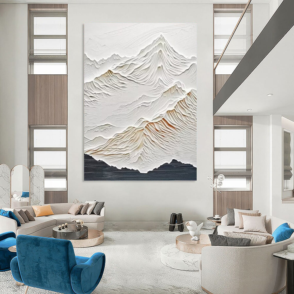 “White Textured Mountain Relief” Painting On Canvas DKH0985