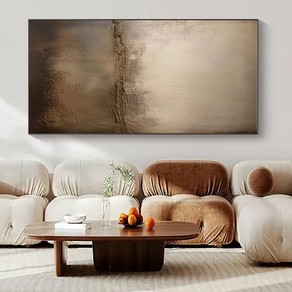 Beige & Brown Textured Gradient - "Earth’s Horizon" - Textured Abstract Painting CT1467