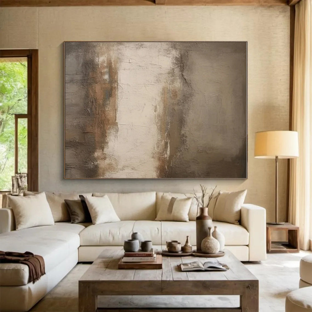 Brown - Beige Weathered Layers, "Aged Elegance" - Abstract Textured Painting CT0712