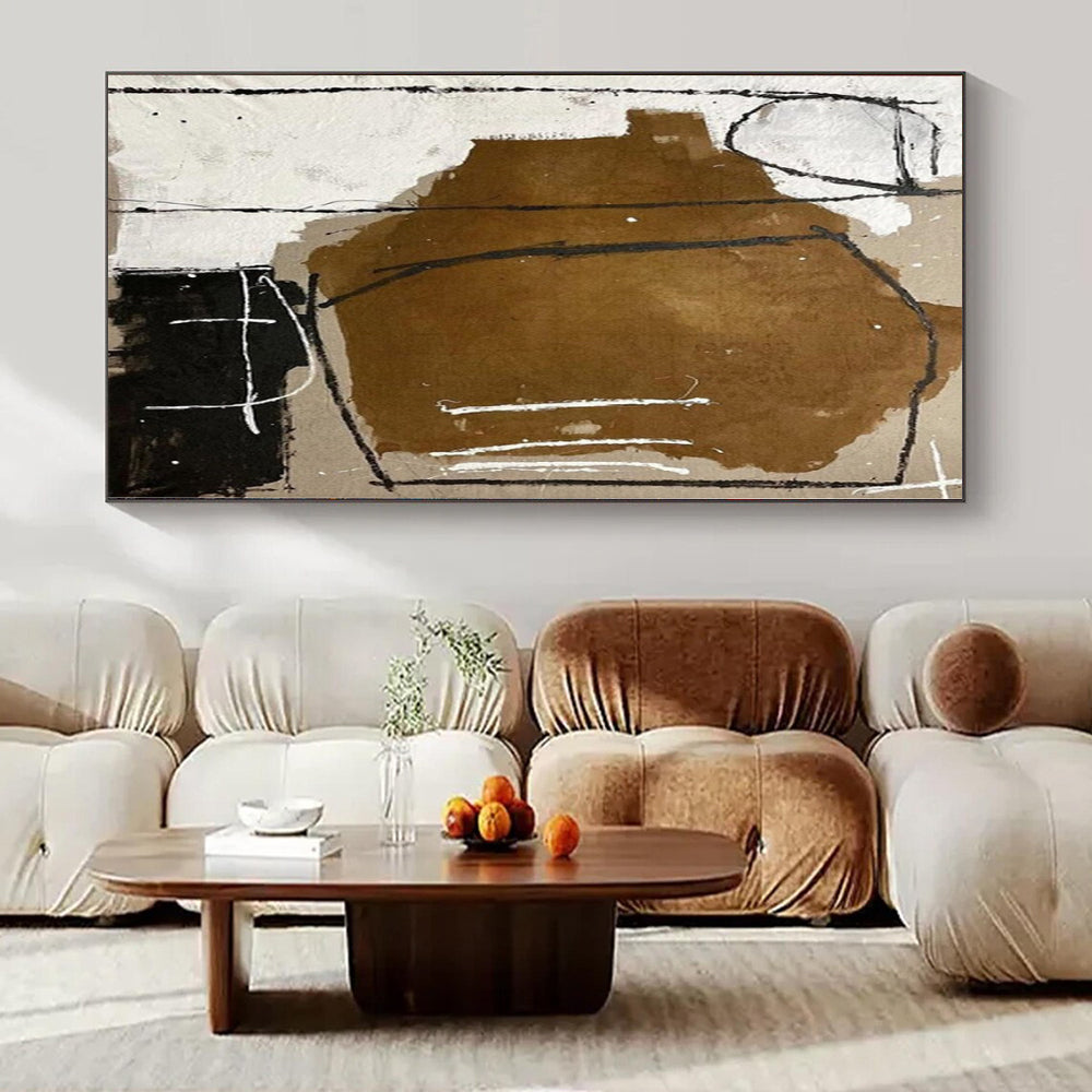 “Brown, Black, White Textured Abstraction” – Mixed - Media Abstract Art CT1125
