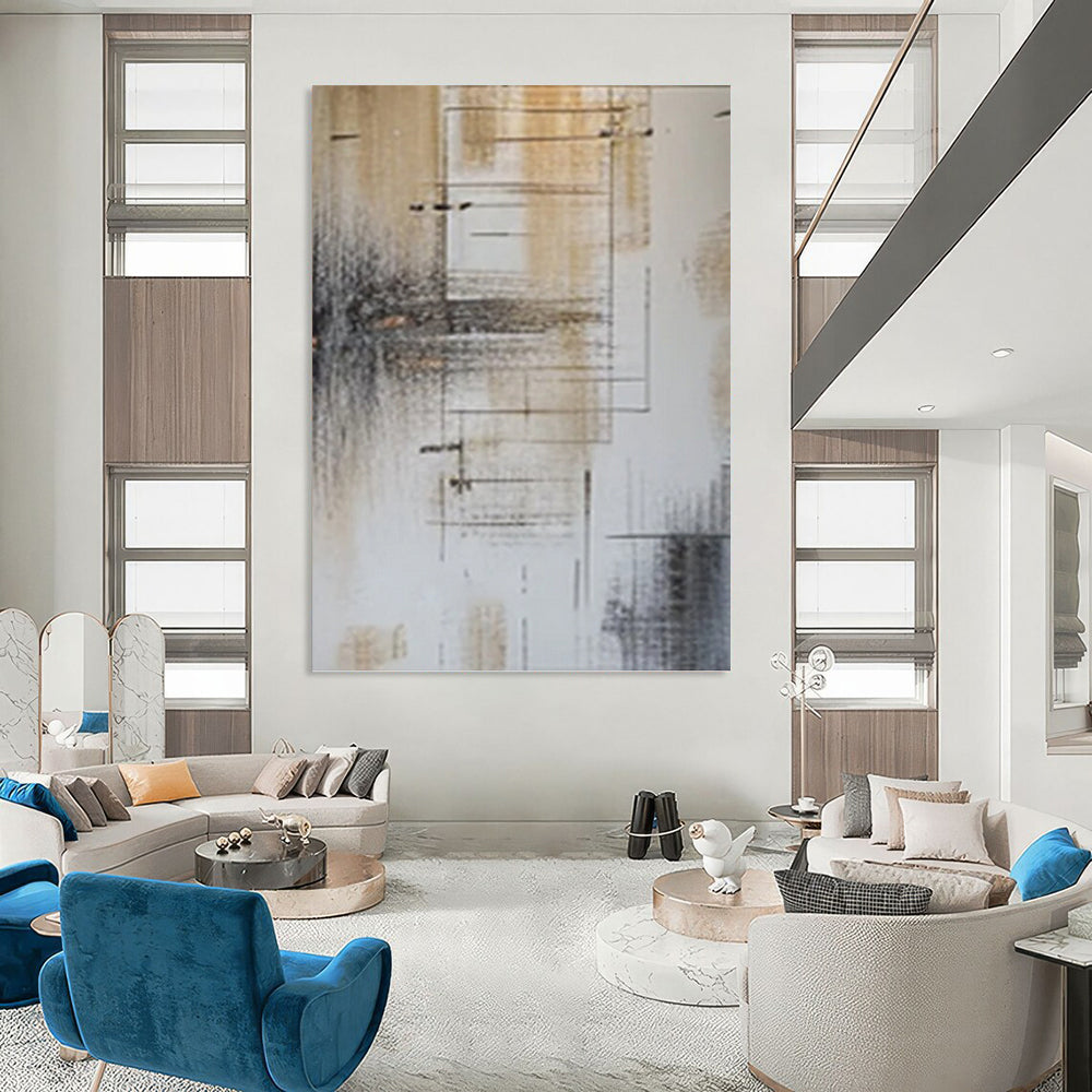 “Brown, Gray & Black Line - Driven Abstract” Painting On Canvas DKH0979